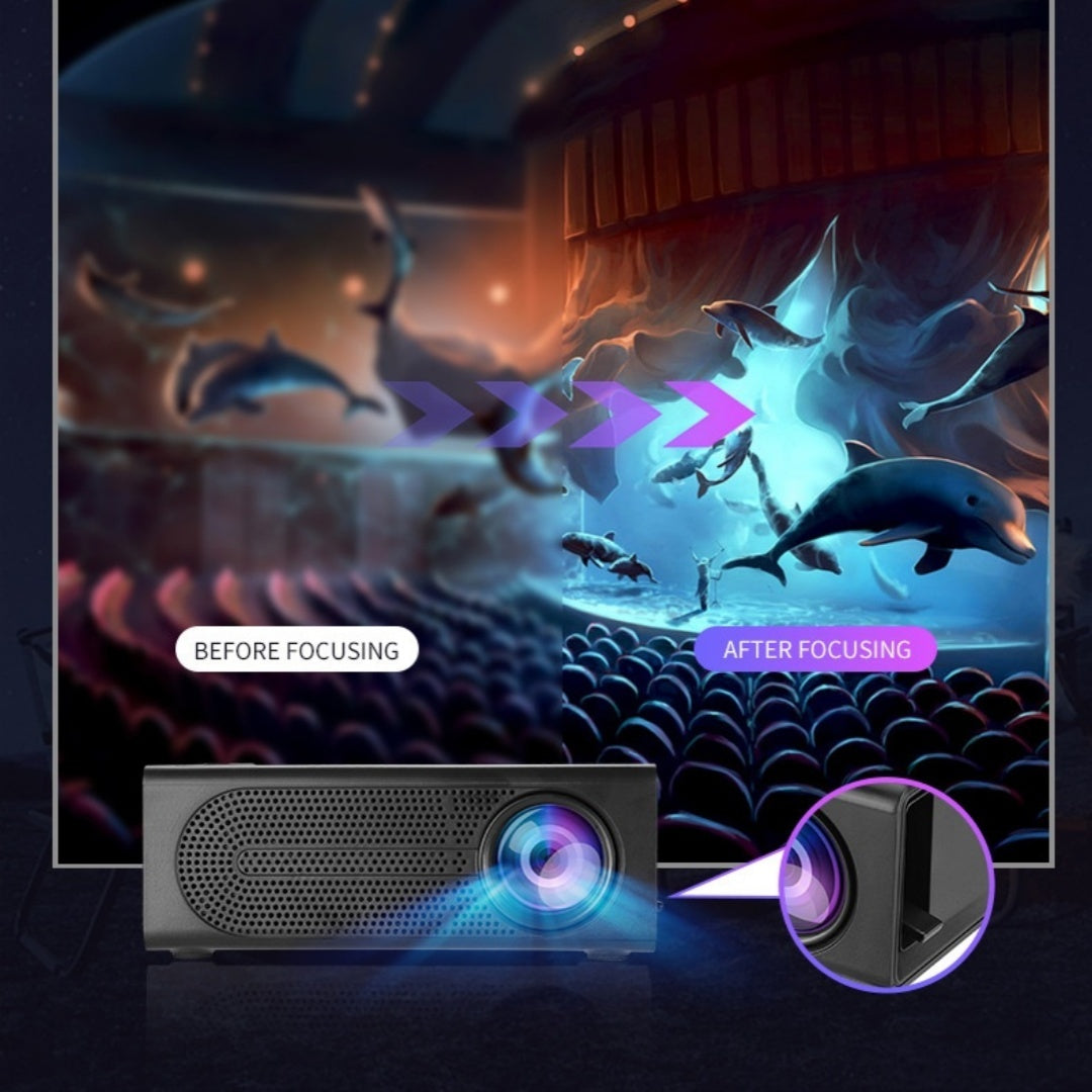 Nešiojamasis mini projektorius su laidiniu ekranu ir mobiliojo telefono palaikymu